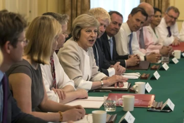 La Première ministre britannique Theresa May lors de son premier conseil des ministres le 19 juillet 2016 à Londres