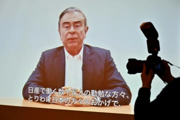 Une vidéo de Carlos Ghosn enregistrée avant son arrestation, présentée lors d'une conférence de presse, le 9 avril 2019 à Tokyo