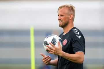 Le gardien du Danemark Kasper Schmeichel lors d'une séance d'entraînement à Vityazevo, le 22 juin 2018 