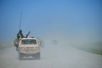 Des forces afghanes patrouillent le 30 avril 2015 à Kunduz, dans le nord du pays, où les talibans ont lancé une vaste offensive