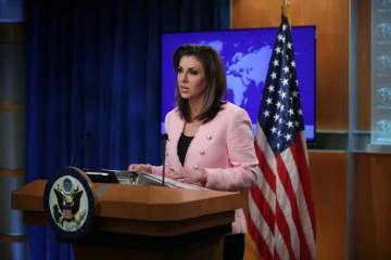 La porte-parole du département d'Etat américain Morgan Ortagus s'exprime devant la presse, le 10 juin 2019 à Washington