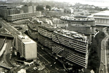 Le complexe du Watergate à Washington, montré dans les pièces à conviction de 1972 
