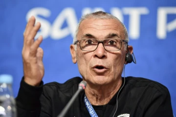 Le sélectionneur de l'Egypte Hector Cuper en conférence de presse, le 18 juine 2018 à Saint-Pétersbourg