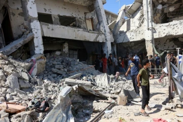 Décombres de l'école Al-Zahra, à Gaza-ville, dans la bande de Gaza, le 8 août 2024 