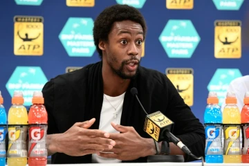 Gaël Monfils lors d'une conférence de presse à Paris-Bercy, le 31 octobre 2016