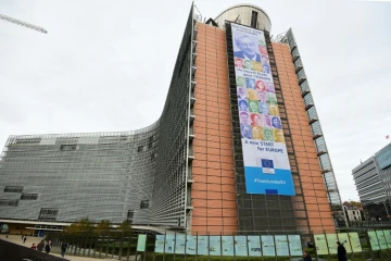 Le "Berlaymont", édifice cruciforme datant des années 60, siège de la Commission européenne, le 3 novembre 2014 à Bruxelles