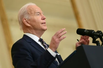 Adresse à la nation du président américain Joe Biden, le 22 février 2022 à la Maison Blanche à Washington, après la reconnaissance par Moscou des régions séparatistes de l'est de l'Ukraine