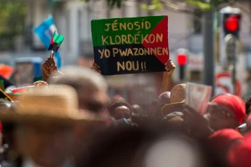 Manifestation à Fort-de-France, en Martinique, le 27 février 2021 contre la menace de prescription dans le dossier du chlordécone