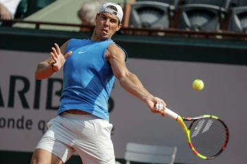 L'Espagnol Rafael Nadal à l'entraînement, le 25 mai 2018 à Roland-Garros