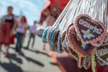 Des coeurs en pain d'épice sur le site de la fête de la bière de Munich, le 17 septembre 2015