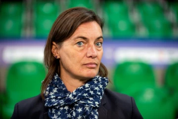 L'entraîneure des Bleues Corinne Diacre lors du match face à l'Australie le 5 octobre 2018