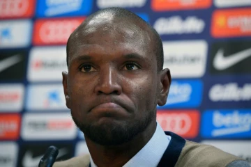 Le Français Eric Abidal, directeur sportif du FC Barcelone, lors de sa présentation à Sant Joan Despí, le 19 juin 2018  