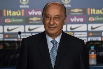 Le Brésilien Marco Polo Del Nero, président de la Confédération brésilienne de football (CBF), lors d'une conférence de presse, à Sao Paulo, le 3 mars 2017