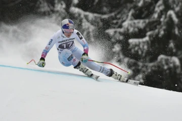 L'Américaine Lindsey Vonn durant la 1re descente de Garmisch-Partenkirchen en Allemagne, le 3 février 2018
