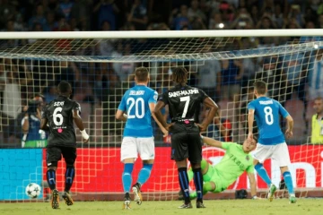 L'OGC Nice battu à Naples avec notamment un penalty signé Jorginho (N.8) au stade San Paolo, le 16 août 2017