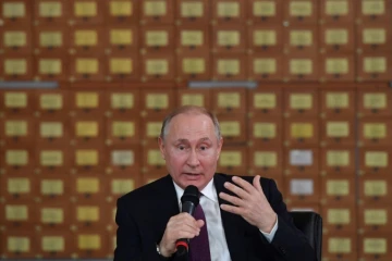 Le président russe Vladimir Poutine le 19 mars 2019 à Simferopol, Crimée
