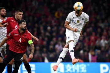 Corentin Tolisso ouvre le score pour les Bleus face à l'Albanie, le 17 novembre 2019 à Tirana