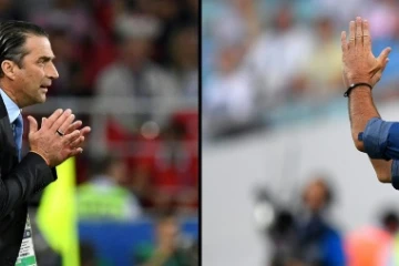Photo montage de l'entraîneur du Chili Juan Antonio Pizzi (g) et de l'Allemagne Joachim Löw, le 30 juin 2017 à Saint-Pétersbourg