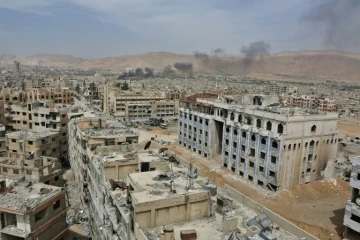 Vue de la ville de Douma dans la Ghouta orientale, le 17 avril 2018