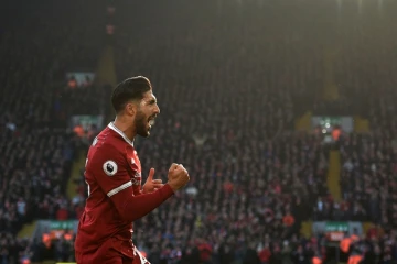 Le milieu de terrain allemand de Liverpool Emre Can vient de marquer contre West Ham en Premier League, le 24 février 2018 à Liverpool 