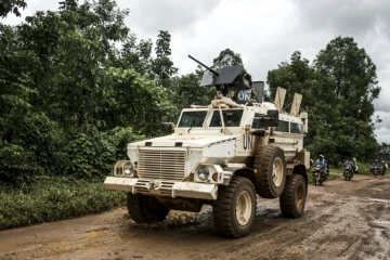 Un blindé de la Monusco en patrouille à Beni, le 23 août 2018 en RDC