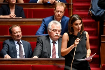 Le députée communiste Elsa Faucillon à l'Assemblée nationale à Paris, le 1er août 2018