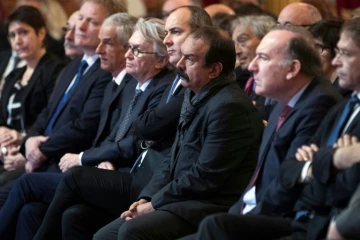 Les représentants des syndicats et du patronat réunis à l'Elysée pour les voeux du président François Hollande aux partenaires sociaux le 10 janvier 2017
