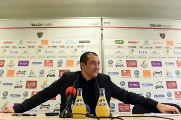 Le président du RC Toulon Mourad Boudjellal en conférence de presse, le 21 décembre 2016 à Toulon