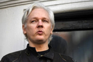 Le fondateur de Wikileaks Julian Assange à l'ambassade d'Equateur à Londres, le 19 mai 2017