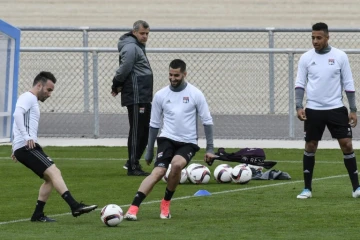 Les joueurs lyonnais à l'entraînement au Parc OL, le 10 mai 2017, à la veille d'affronter l'Ajax Amsterdam