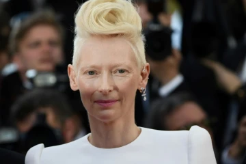 L'actrice britannique Tilda Swinton lors de la présentation du film Okja à Cannes, le 19 mai 2017