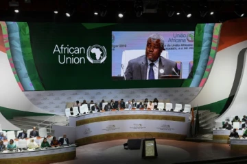 Le président de la commission de l'Union africaine Moussa Faki Mahamat, le 4 juillet 2019, devant les ministres des Affaires étrangères de l'UA réunie en sommet à Niamey
