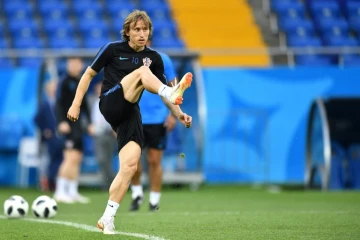 Le milieu de terrain croate Luka Modric à l'entraînement à Rostov sur le Don le 25 juin 2018 lors du Mondial 