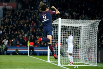 Le buteur du PSG Edinson Cavani s'est offert un joli doublé contre Strasbourg au Parc des Princes, le 17 février 2018 
