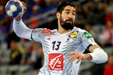 Le Français Nikola Karabatic face à la Serbie à l'Euro de handball, le 22 janvier 2018 à Zagreb
