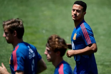 Le milieu espagnol Thiago Alcantara à l'entraînement au camp de base de l'Espagne à Krasnodar, le 21 juin 2018