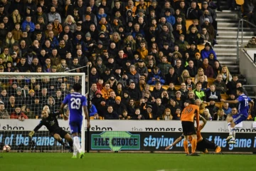 Le gardien international nigérian de Wolverhampton Carl Ikeme (à g.) lors d'un match face à Chelsea en Coupe d'Angleterre, à Wolwerhampton le 18 février 2017