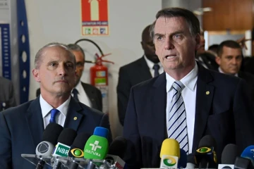 Le président élu Jair Bolsonaro (à droite) et son futur chef de cabinet Onyx Lorenzoni, le 20 novembre 2018 à Brasilia