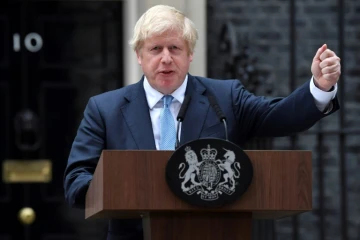 Le Premier ministre britannique Boris Johnson effectue une déclaration devant le 10 Downing Street, le 2 septembre 2019