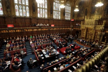 Vue générale de la Chambre des Lords lors d'une session à Londres le 5 septembre 2016