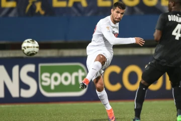 Le milieu de Nancy Loïc Puyo marque face à Caen en Coupe de la Ligue, le 26 octobre 2016 au stade Marcel-Picot de Tomblaine 