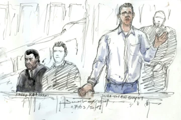 Jonathan Guyot lors de son procès devant le tribunal correctionnel de Paris pour le vol de 48,5 kg de cocaïne du "36", le 7 mars 2017