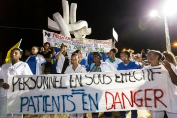 Manifestation du personnel de l'hôpital de  Cayenne, le 29 mars 2017 à Cayenne
