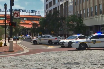 La zone où a eu lieu la fusillade dans un tournoi de jeu vidéo à Jacksonville, en Floride, le 26 août 2018