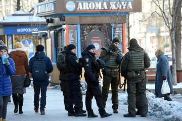 Patrouille de la garde nationale ukrainienne à Kiev le 30 novembre 2018