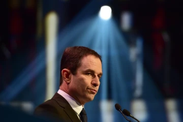 La socialiste Benoît Hamon, lors des 9e "rencontres de l'UDECAM", à Paris le 2 mars 2017