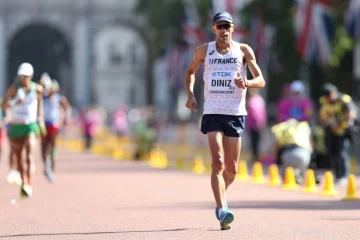 Le Français Yohann Diniz lors du 50 km marche aux Mondiaux, le 13 août 2017 à Londres 