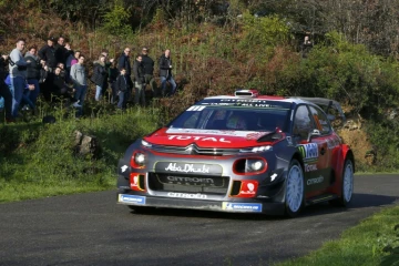 Le Français Sébastien Loeb (Citroën) lors du shakedown au Tour de Corse, le 5 avril 2018 à Sorbo-Ocagnano