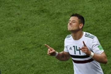 L'attaquant du Mexique "Chicharito" Hernandez savoure son but contre la Corée du Sud au Mondial, le 23 juin 2018 à Rostov 