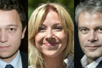 Maël de Calan, Florence Portelli et Laurent Wauquiez, candidats à la présidence des Républicains, sur un montage réalisé le 26 octobre 2017